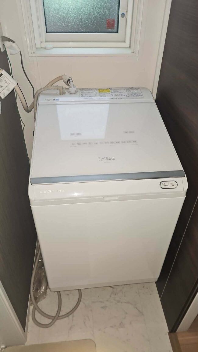 日立ビートウォッシュ全自動洗濯機12kgを群馬県で設置した様子｜中古家電販売・設置対応